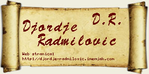 Đorđe Radmilović vizit kartica